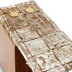 Stellar Float Modern Handmade Ceramic Walnut Brass Side Table by Egg Designs