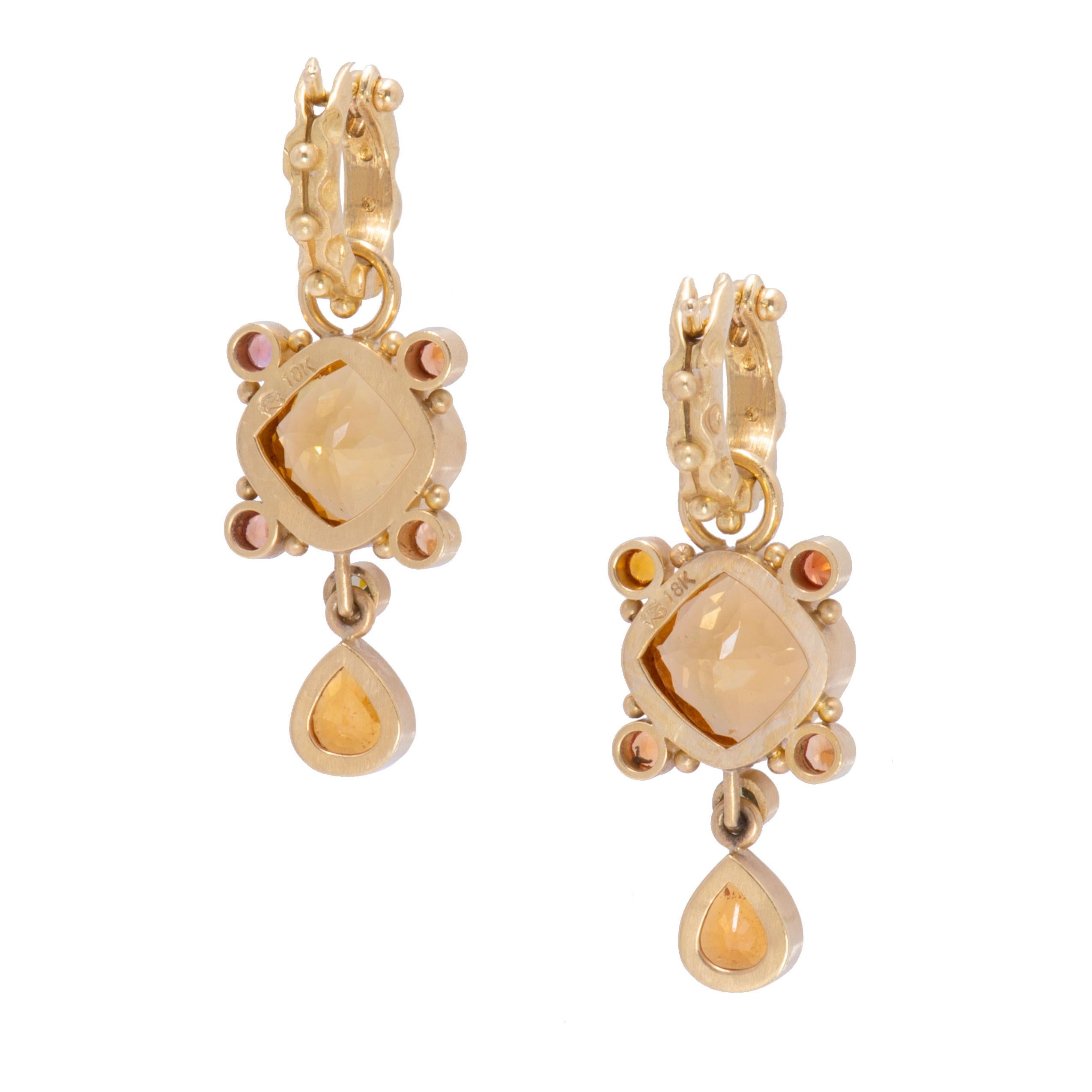 Contemporary Stellar Golden Beryl Drop Earrings and Hoops For Sale