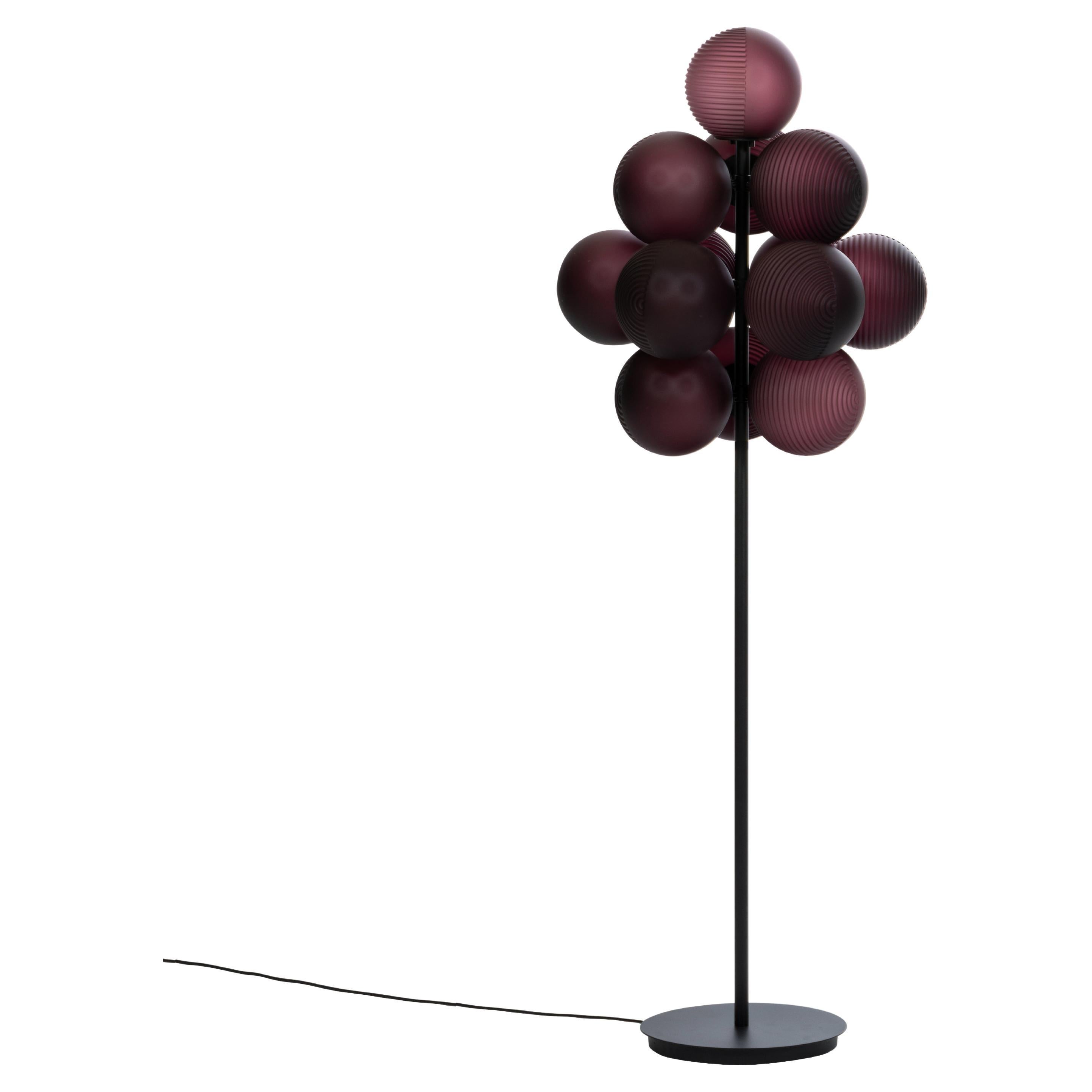 Stellar Grape Big Aubergine Acetato Black Floor Light by Pulpo