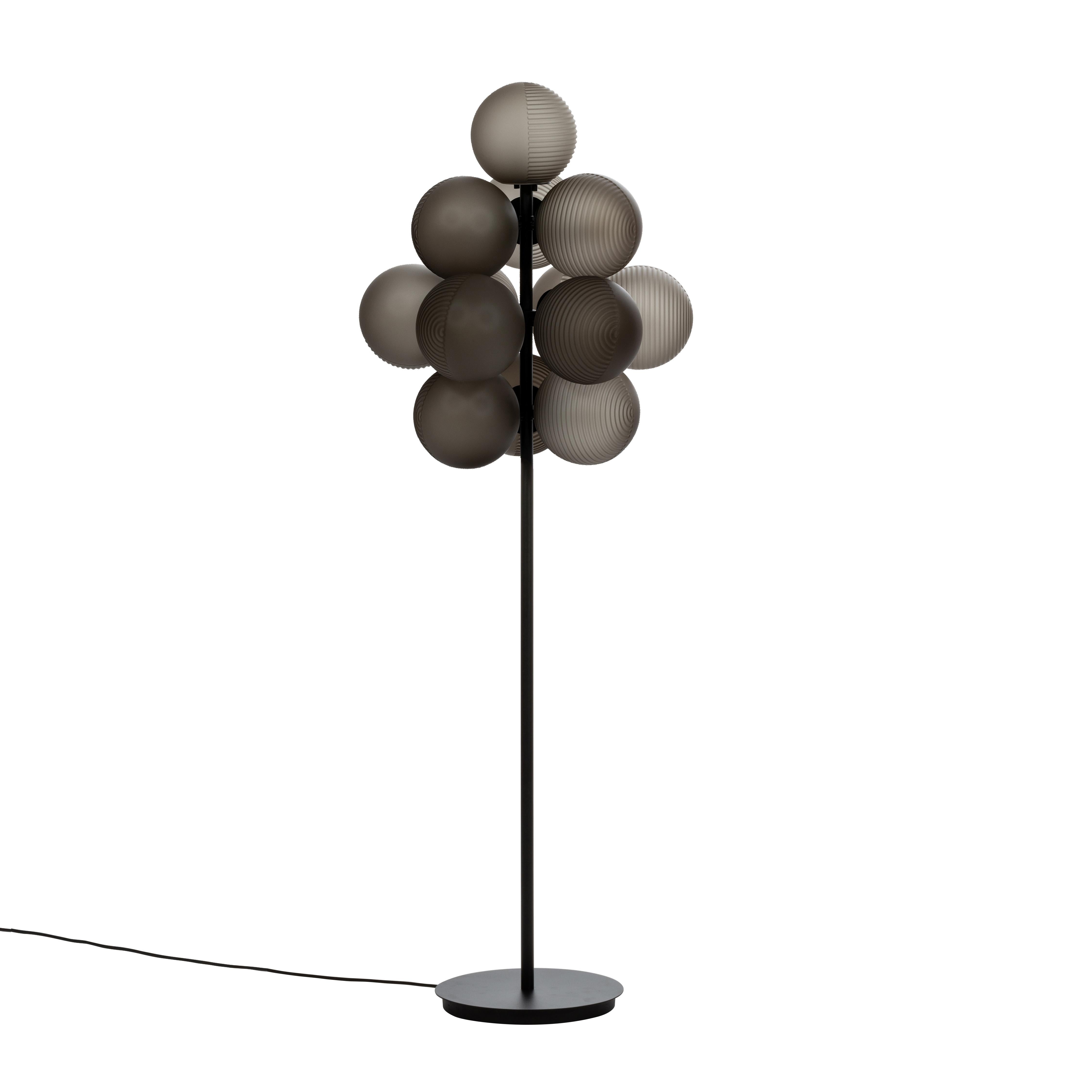 Stellar grape big smoky grey acetato black floor light by Pulpo
Dimensions: D61 x H158 cm
Materials: handblown glass coloured ,powder coated steel.

Also available in different finishes. Height can be customised. 

Raised up above the clouds