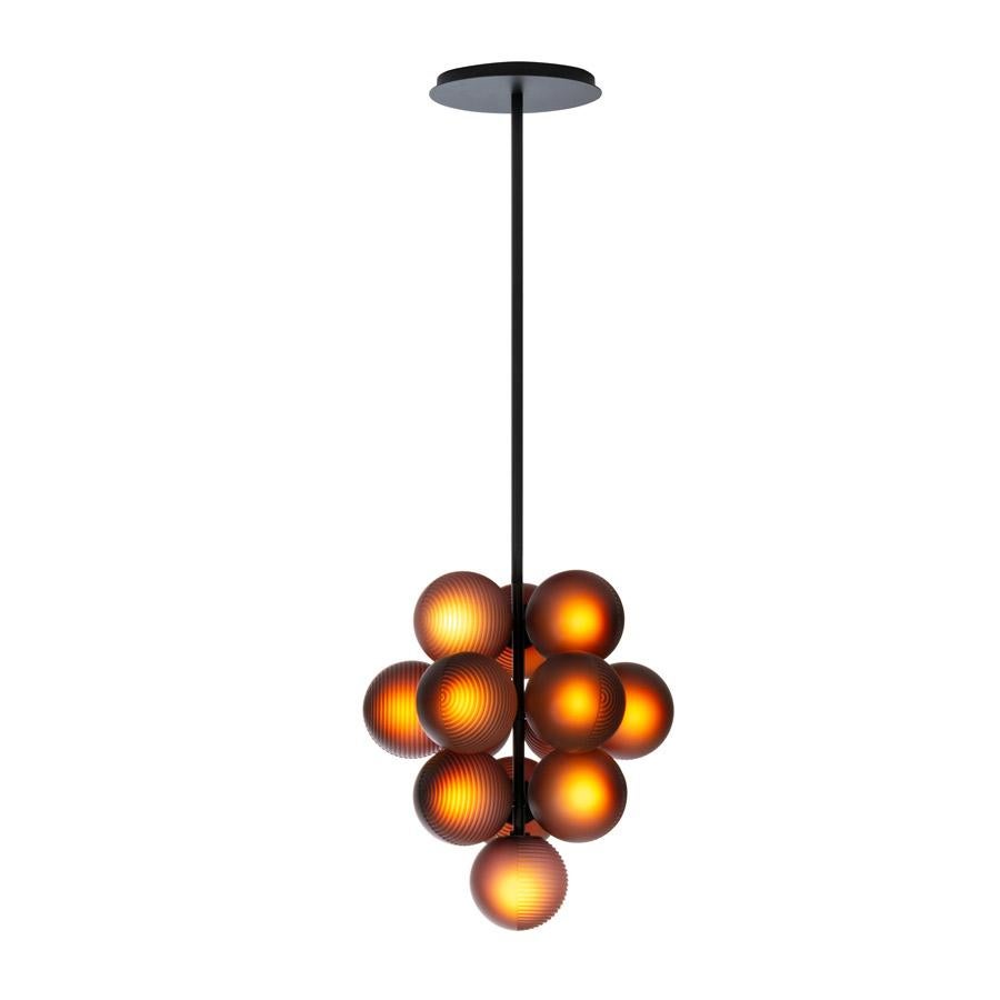 Stellar grape pendant big aubergine acetato black by Pulpo
Dimensions: D61 x H158 cm.
Materials: handblown glass coloured, powder coated steel.

Also available in different finishes. Height can be customised. 

Raised up above the clouds on a
