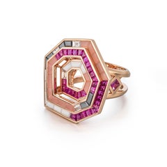 Stellar Halo Ruby and Diamond Ring
