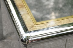 Tavolo da pranzo o da scrittura Stellar italiano in acciaio, canna e ottone, circa 1970