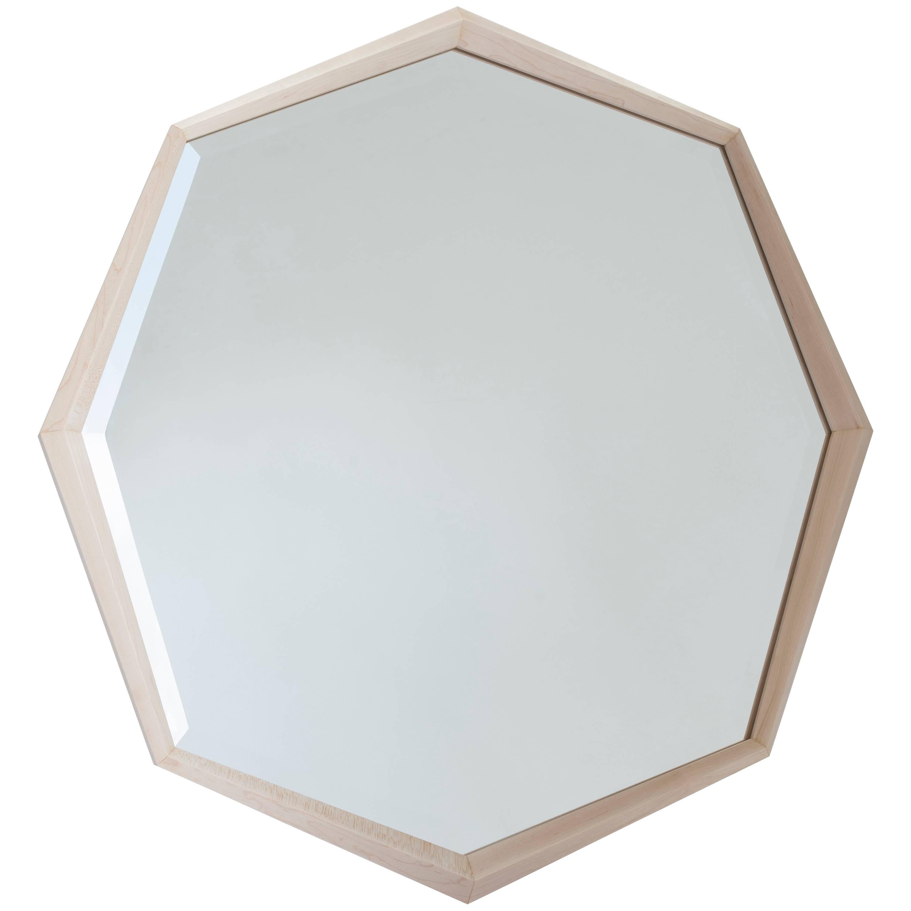 Stellar Mirror Octagonal Beveled Mirror Maple Frame For Sale