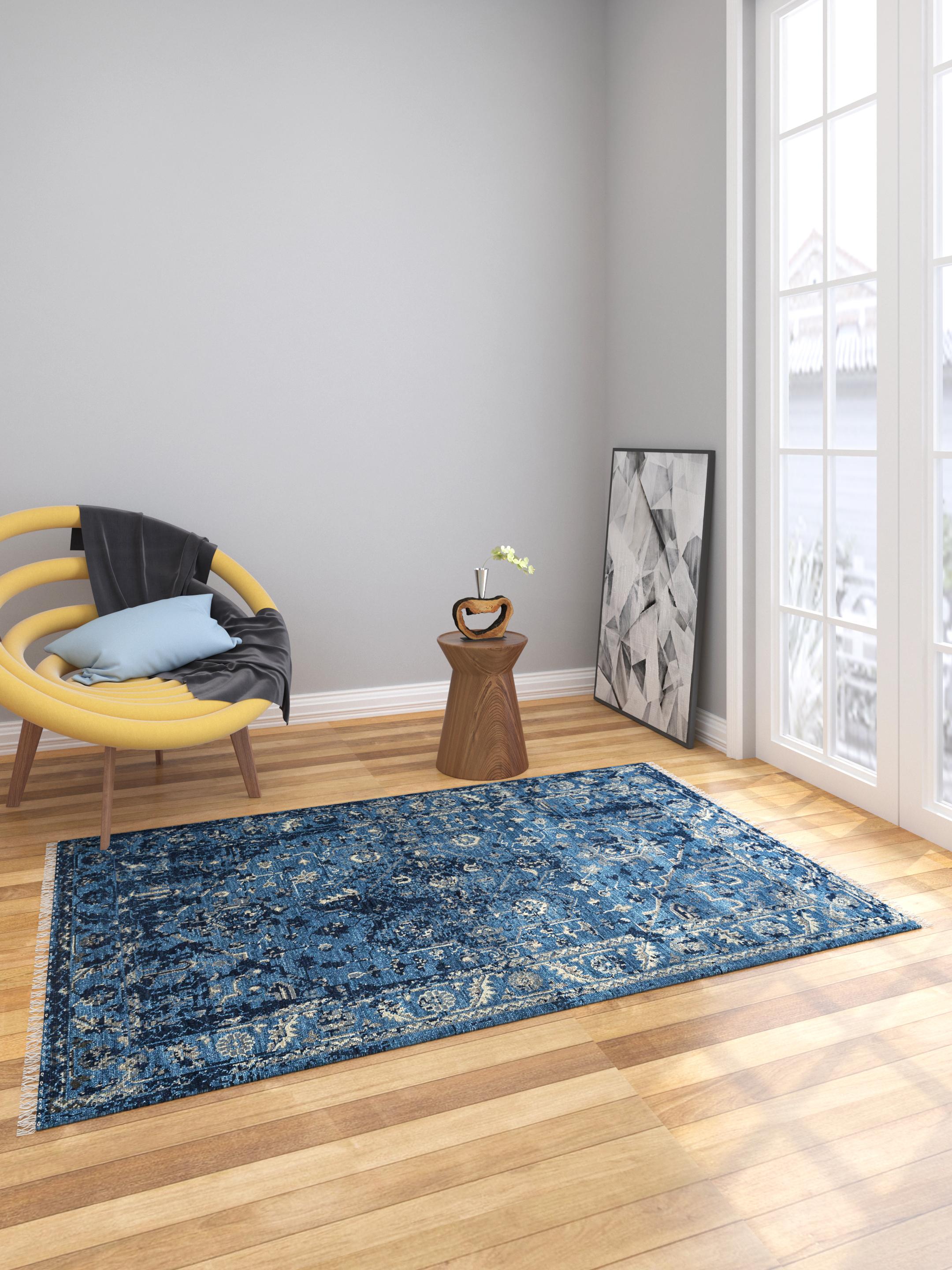 Alfombra anudada a mano Stellar Nexus Azul Marino y Denim Oscuro 300x420 cm Anudado a mano en venta