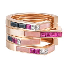 Stellar Pair of Ruby and Diamond Stack Rings