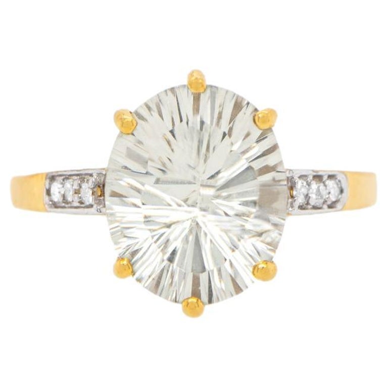 Stellar Quartz Ring 3 Carat with Diamonds 10k Gold For Sale at 1stDibs
