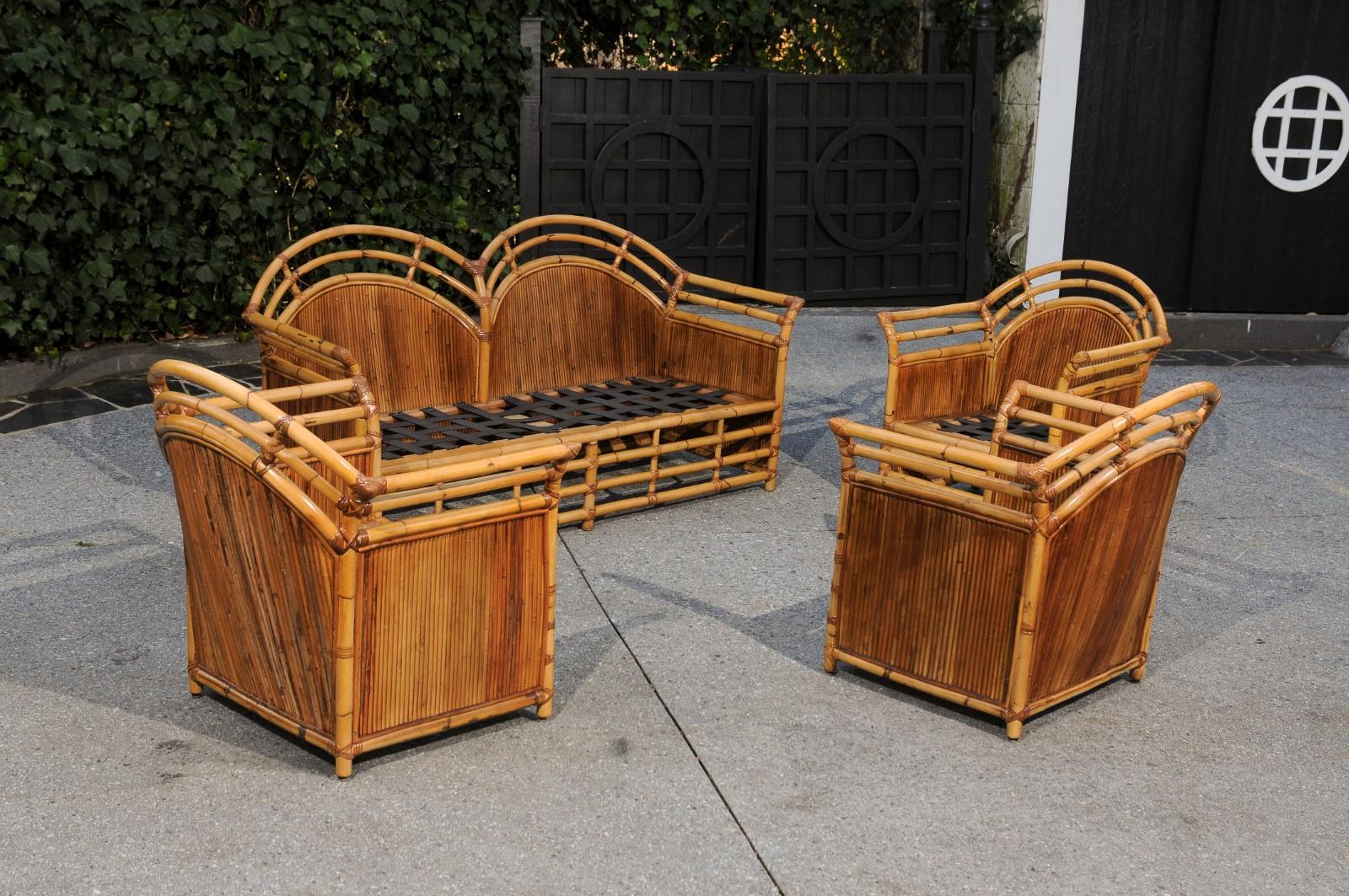 These magnificent frames are shipped as professionally photographed and described in the listing narrative: Meticulously professionally restored and ready for upholstery. This seating set is unique on the market. Expert custom upholstery service