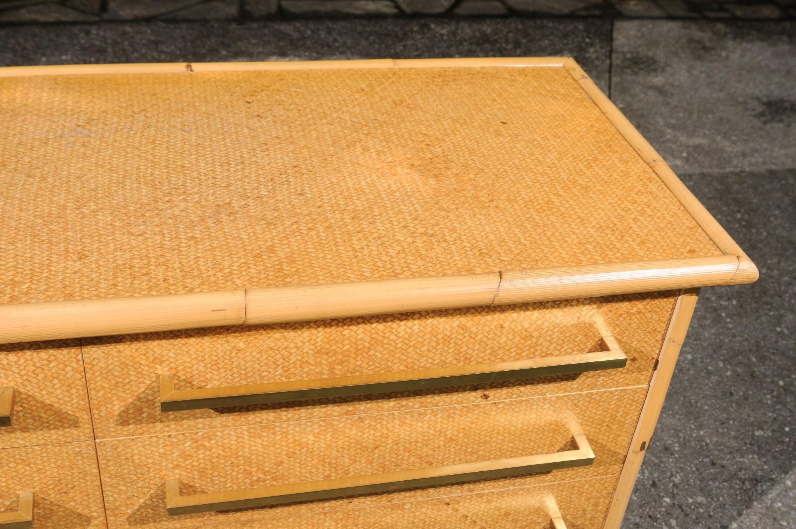 Commode Stellar en canne, bambou et laiton restaurée par Vivai del Sud, Italie, 1975 en vente 4