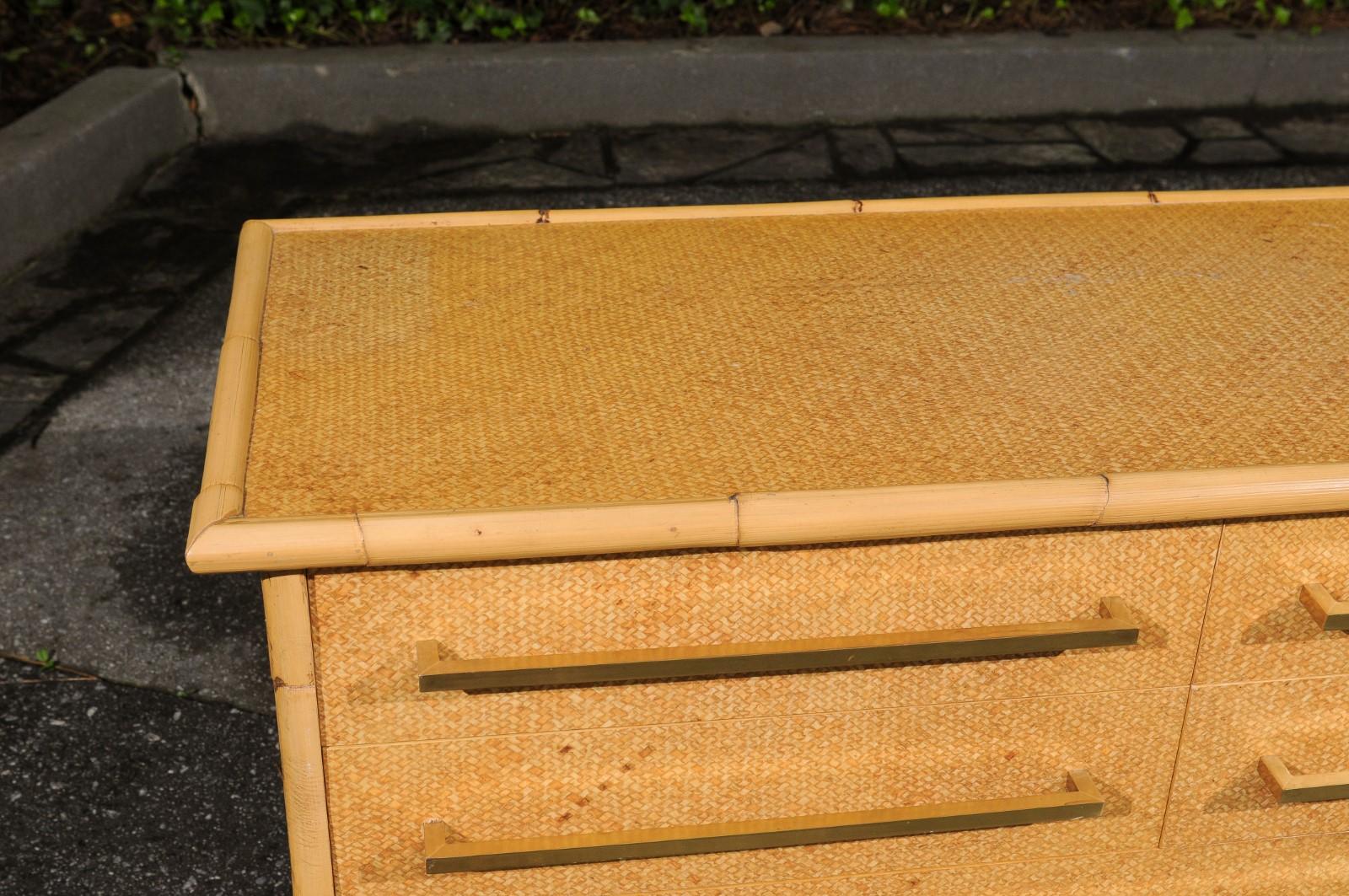 Commode Stellar en canne, bambou et laiton restaurée par Vivai del Sud, Italie, 1975 en vente 6