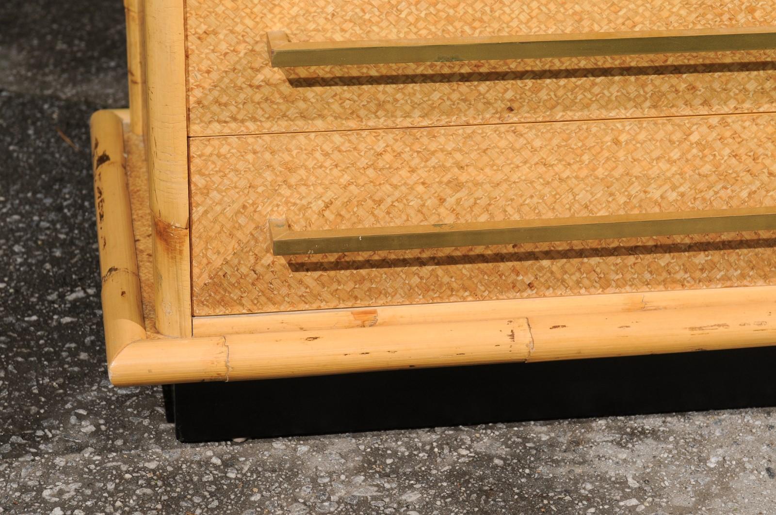 Stellar Restored Cane, Bamboo and Brass Commode by Vivai del Sud, Italy, 1975 In Excellent Condition For Sale In Atlanta, GA