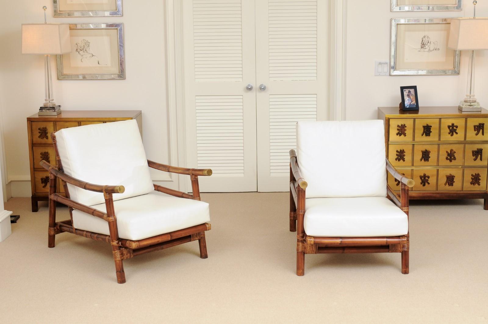 Stellar Restored Pair of Rattan Campaign Loungers, circa 1960 For Sale 7