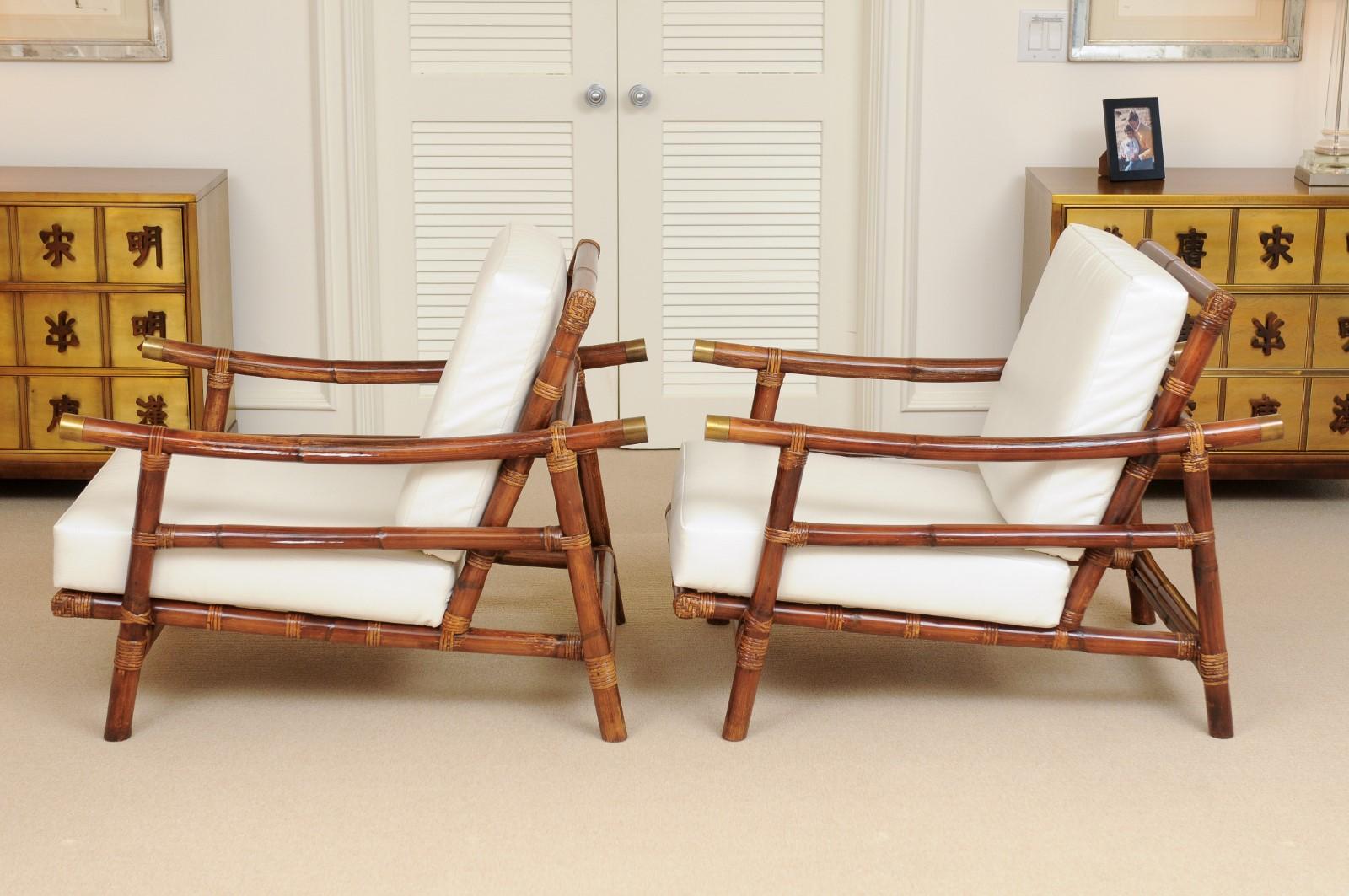 Mid-20th Century Stellar Restored Pair of Rattan Campaign Loungers, circa 1960 For Sale