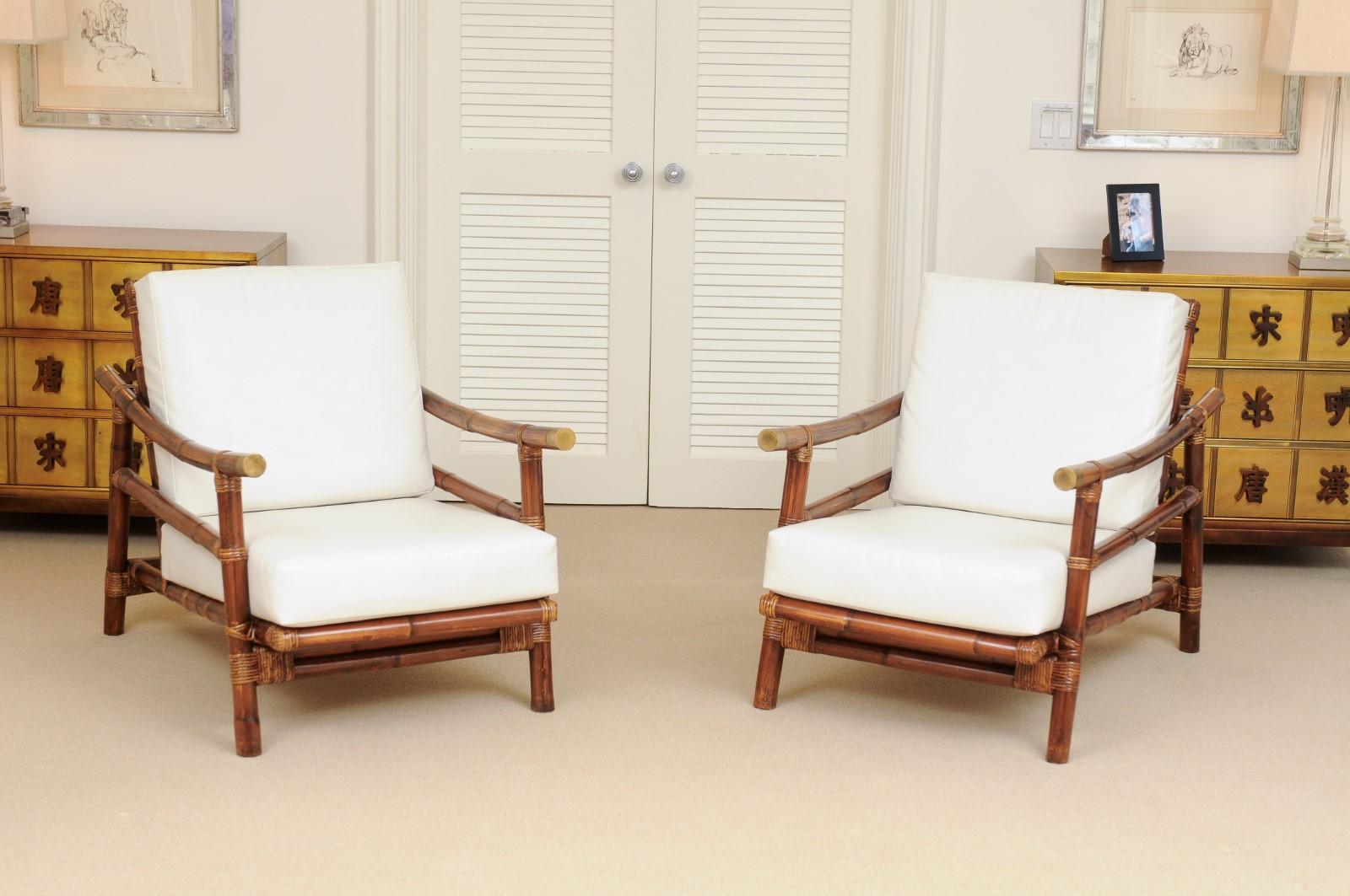 Stellar Restored Pair of Rattan Campaign Loungers, circa 1960 For Sale 2