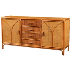 Stellar Restored Rattan and Cane Cabinet, circa 1970