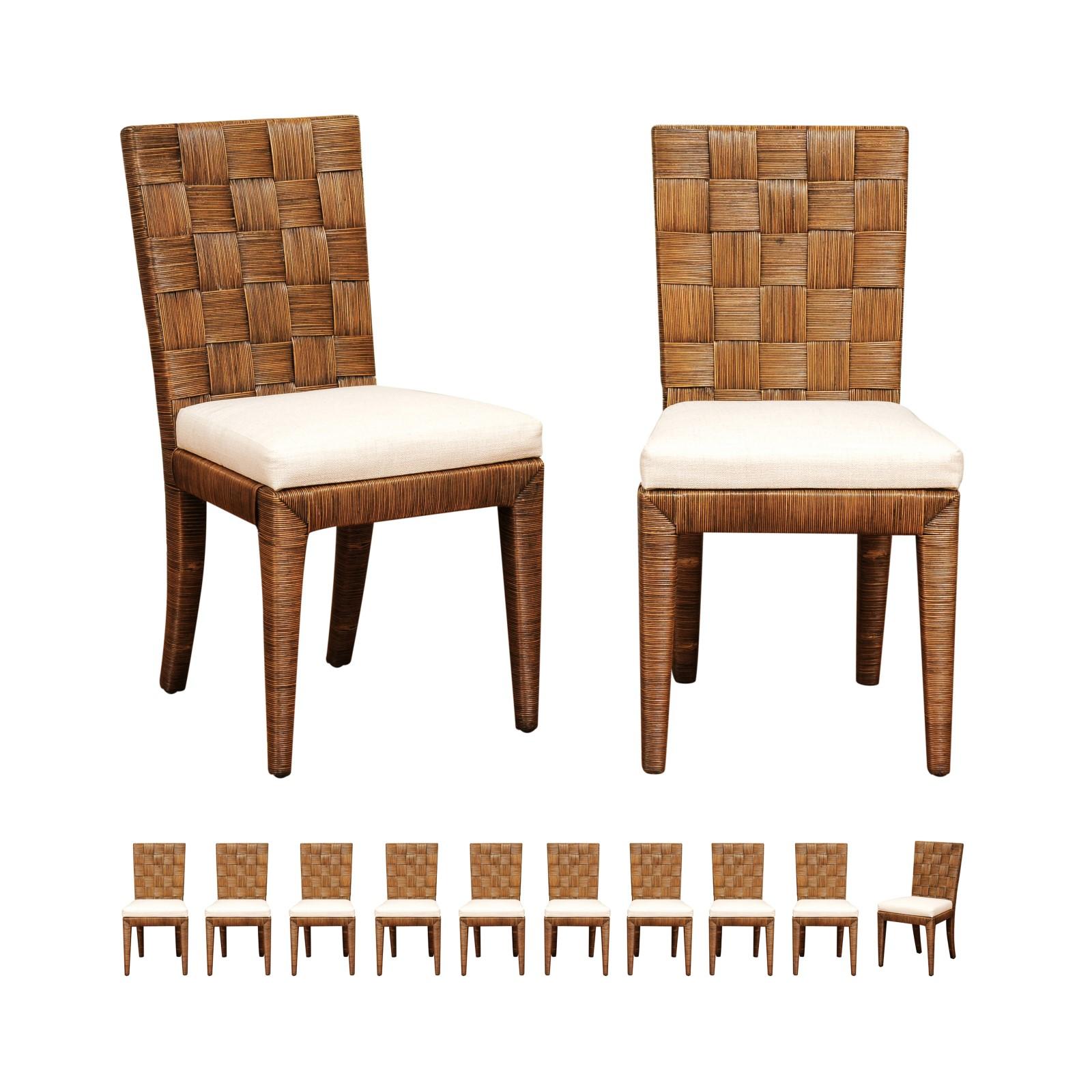 Stellar Set of 12 Vintage Block Island Cane Chairs by John Hutton for Donghia For Sale 13