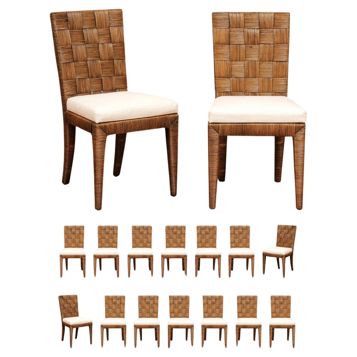 Ensemble Stellar restauré de 16 chaises cannées Block Island de John Hutton pour Donghia en vente