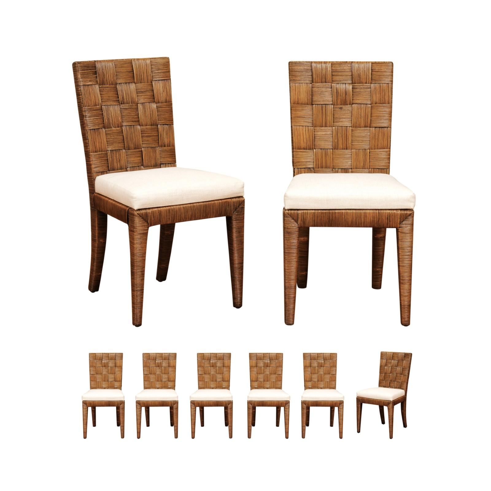 Stellar Restored Set of 8 Block Island Cane Chairs by John Hutton for Donghia For Sale 13