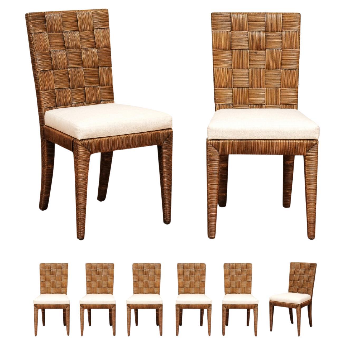 Stellar Restored Set of 8 Block Island Cane Chairs by John Hutton for Donghia For Sale