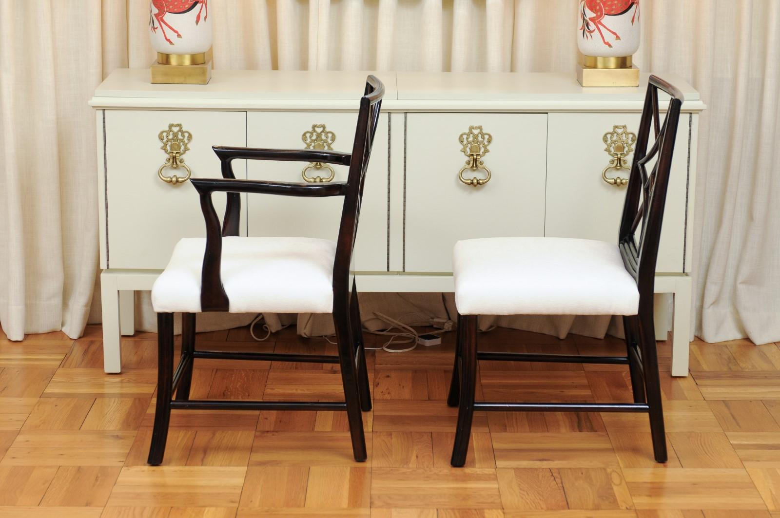 Extraordinaire ensemble restauré de 8 chaises de salle à manger Cockpen en acajou expresso, vers 1940 en vente 4