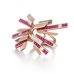 Stellar Ruby and Diamond Explosion Ring