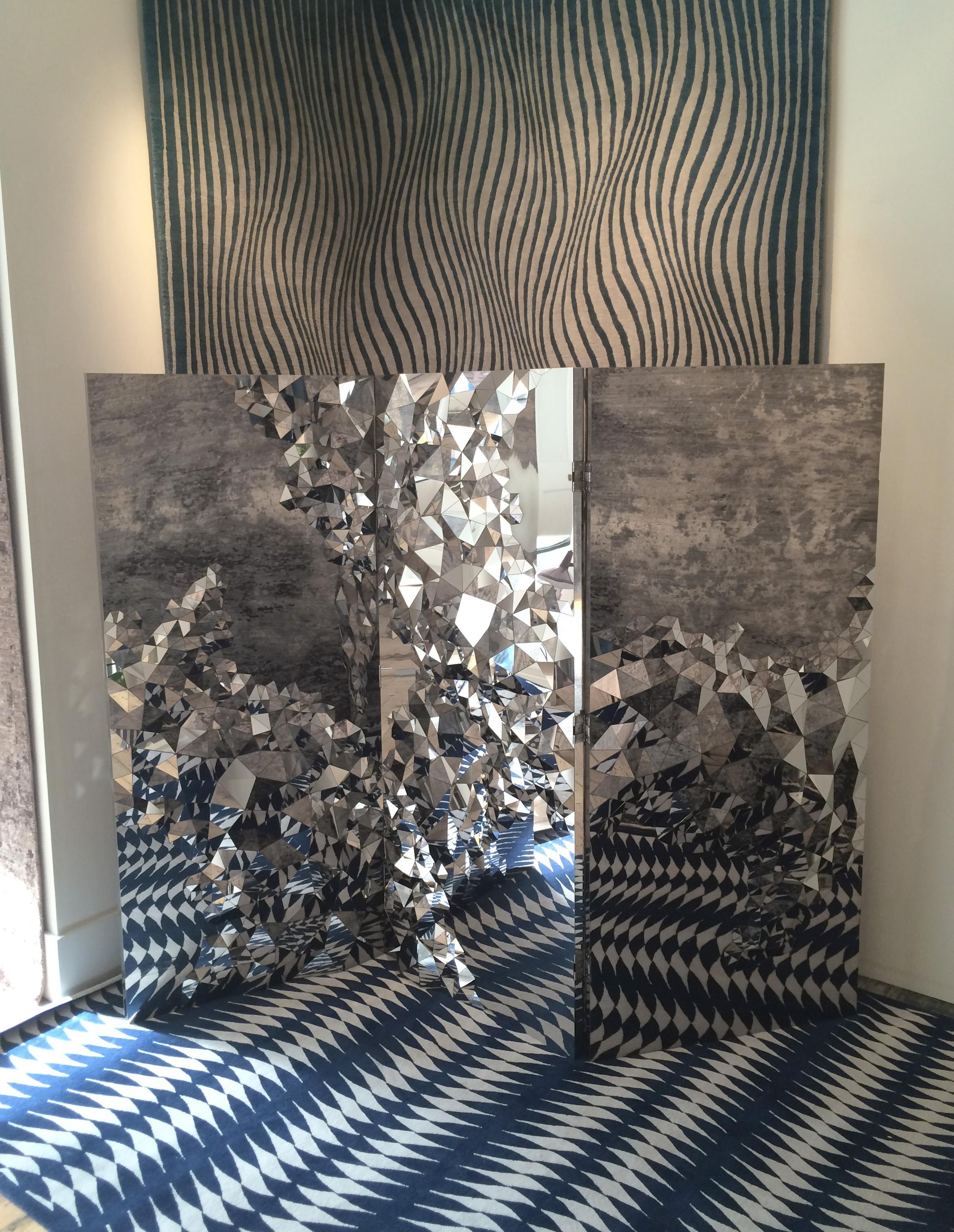 Modern Geometric Screen in Mirror Polished Steel, 