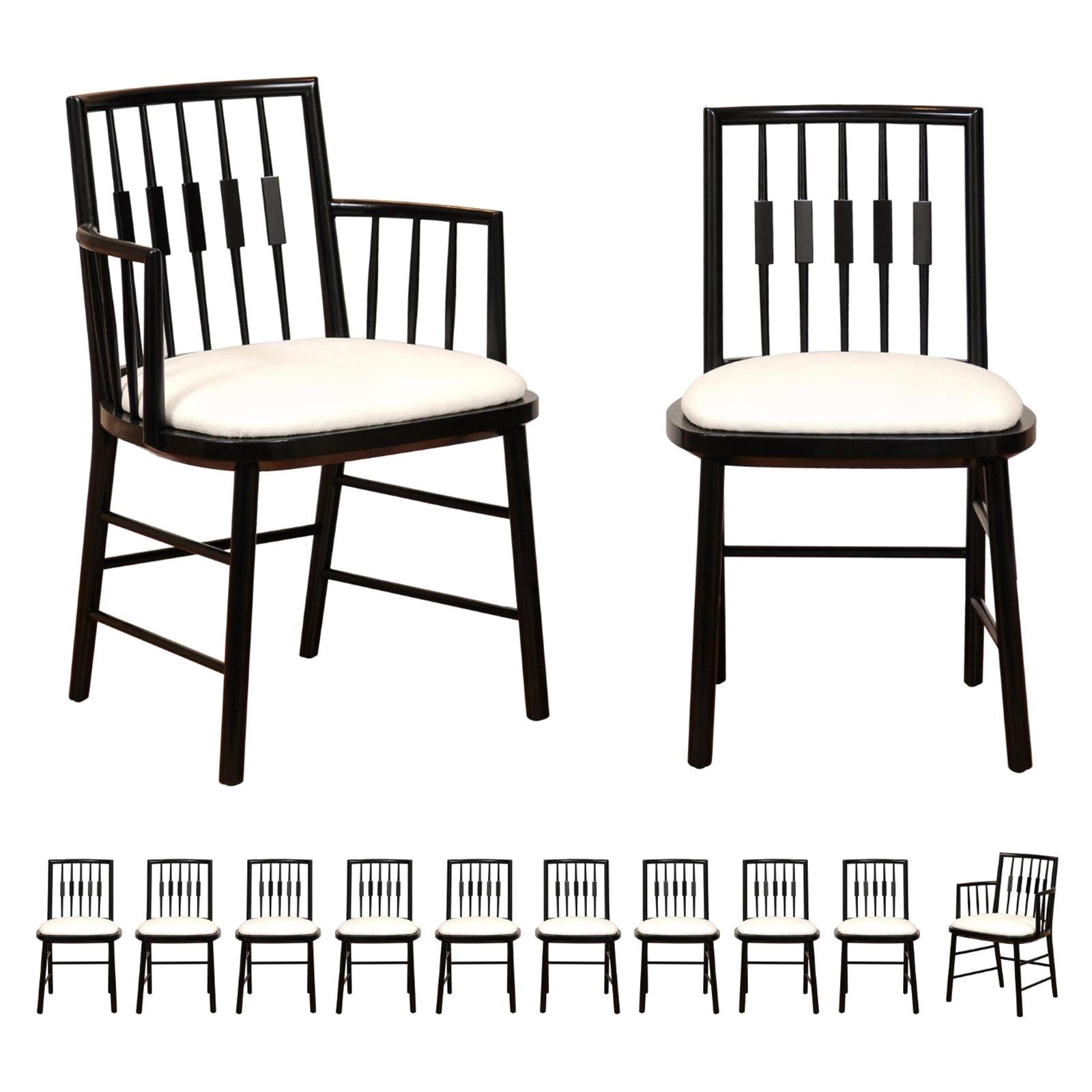  Stellar Set of 12 Modern Windsor Chairs by Michael Taylor, circa 1960 For Sale
