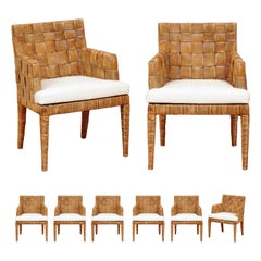 Sublime ensemble de 8 fauteuils de style Jean-Michel Frank par John Hutton pour Donghia