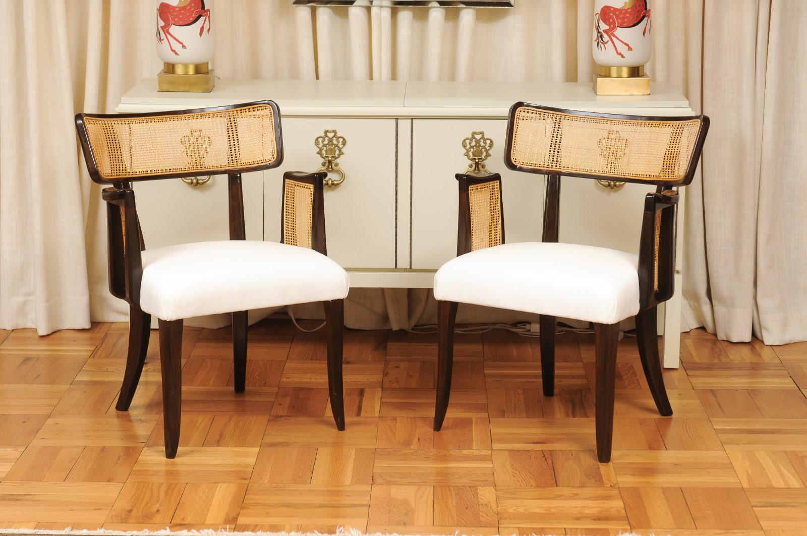 Stellar Set of 8 Modern Cane Arm Dining Chairs by Wormley for Dunbar For Sale 11