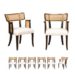 Stellar ALL ARM Set of 8 Vintage Cane Dining Chairs by Wormley for Dunbar