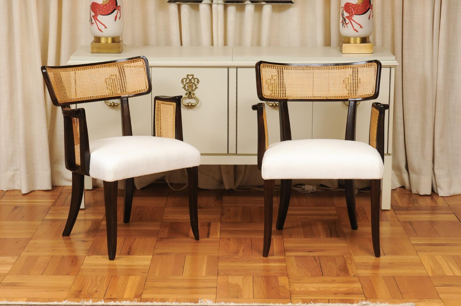 Mid-Century Modern Stellar Set of 8 Modern Cane Arm Dining Chairs by Wormley for Dunbar For Sale