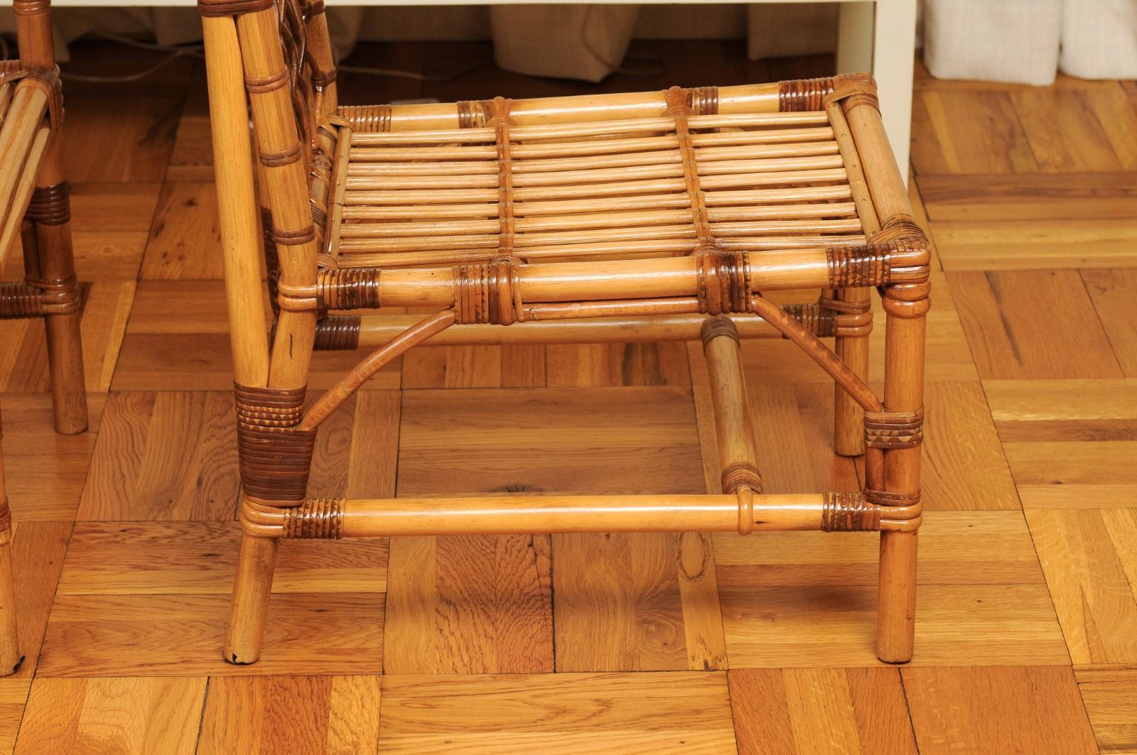 Stellar Set of 8 Rattan and Cane Dining Chairs by Bielecky Brothers, circa 1975 For Sale 7