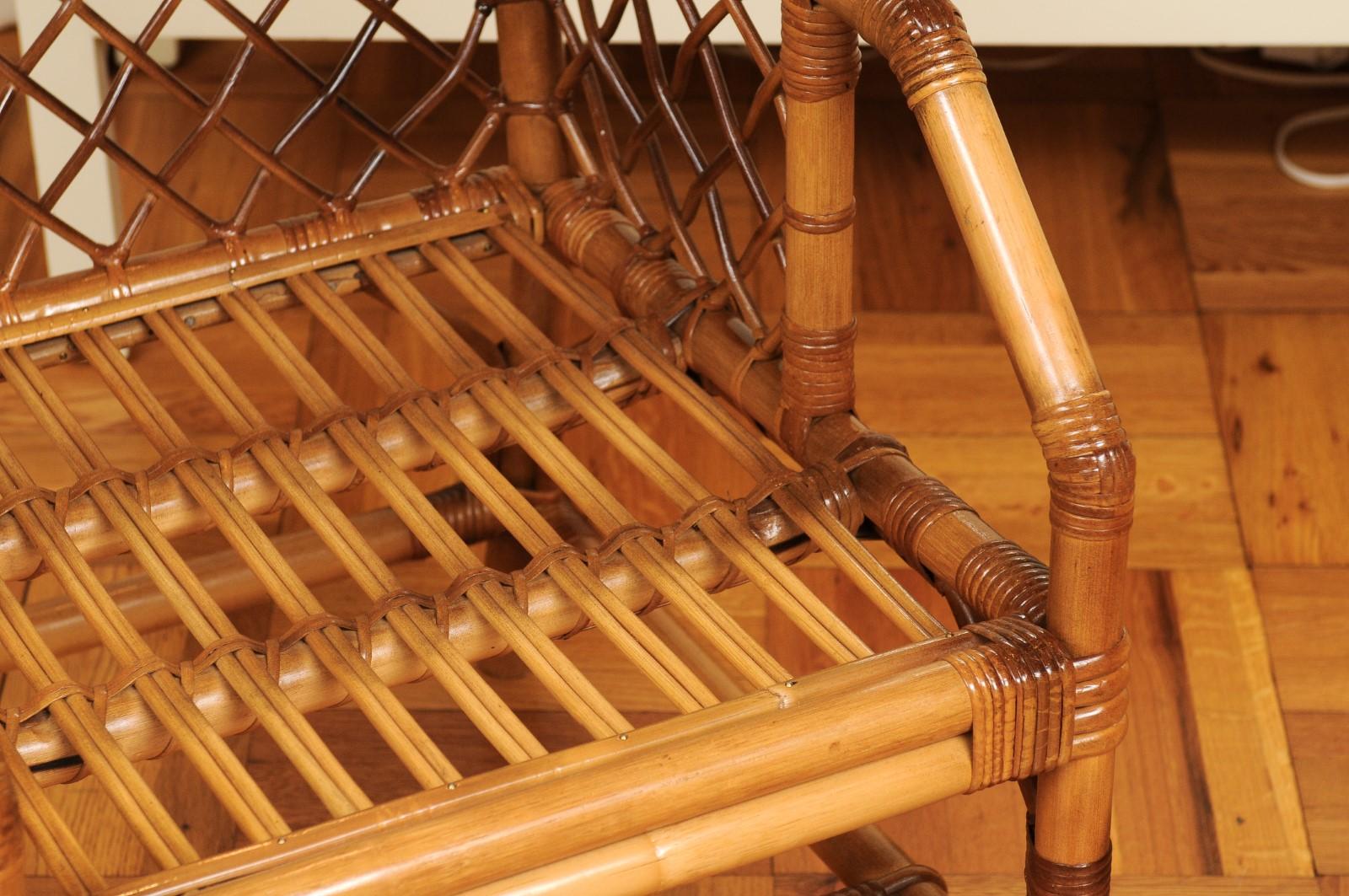 Stellar Set of 8 Rattan and Cane Dining Chairs by Bielecky Brothers, circa 1975 For Sale 10