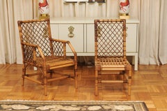 Stellar-Set aus 8 Esszimmerstühlen aus Rattan und Schilfrohr von Bielecky Brothers, um 1975