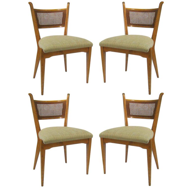 Stellar Set of Four Cane Back Side Chairs by Edmond Spence