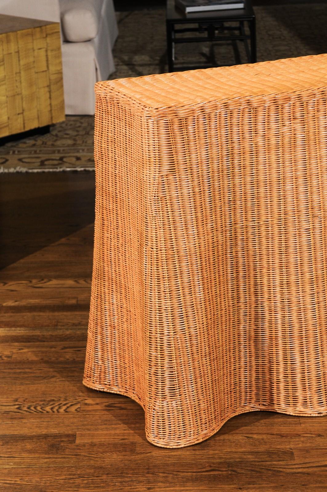 draped wicker table