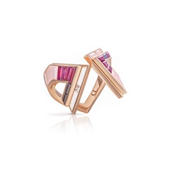 Stellar X Ring with Rubies, Diamonds and Pink Opal