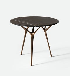 Stellarnova Cafe Table, Cast Bronze Legs with Marble Top