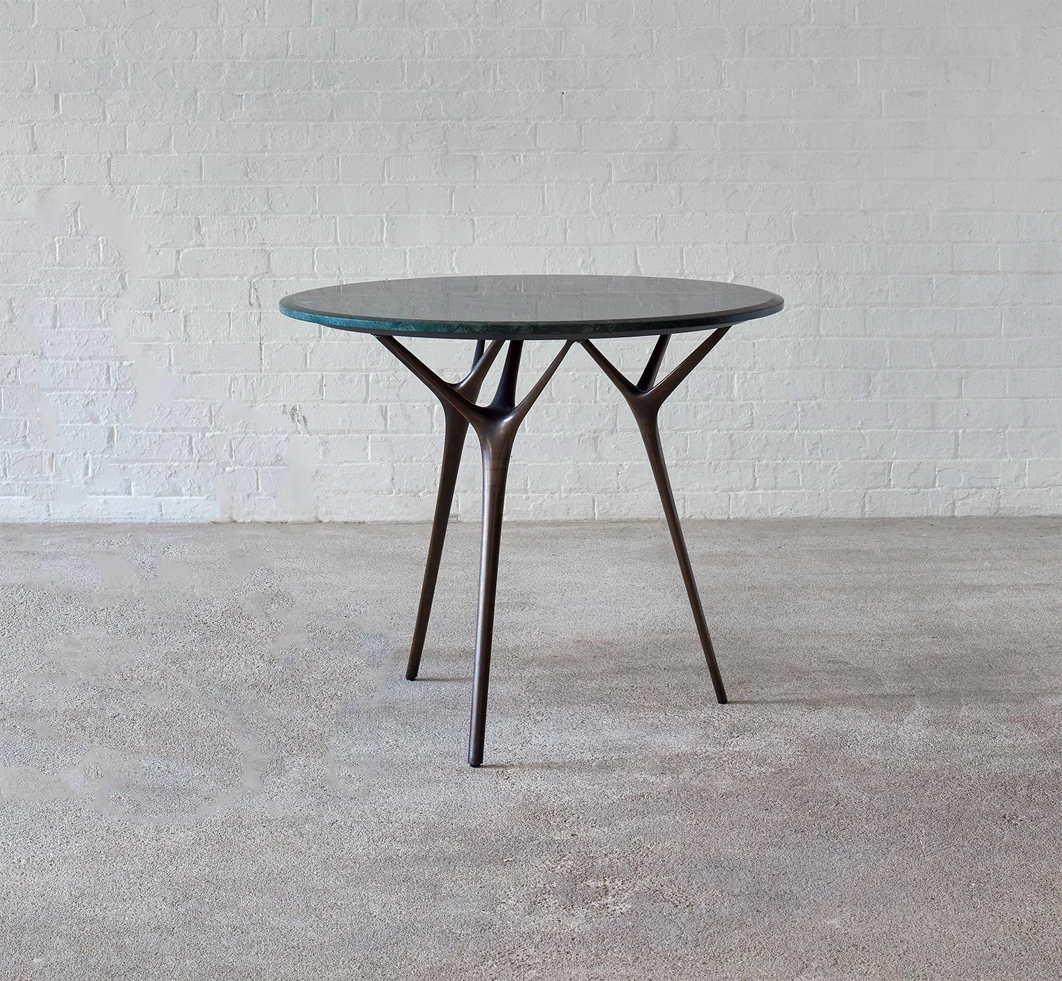 British Stellarnova Cafe Table, Cast Bronze Legs with Marble Top For Sale