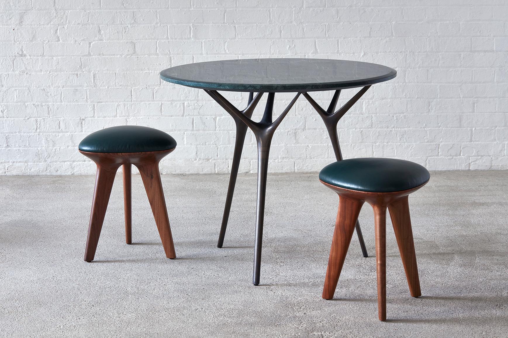 Stellarnova Cafe Table, Cast Bronze Legs with Marble Top In New Condition For Sale In London, GB