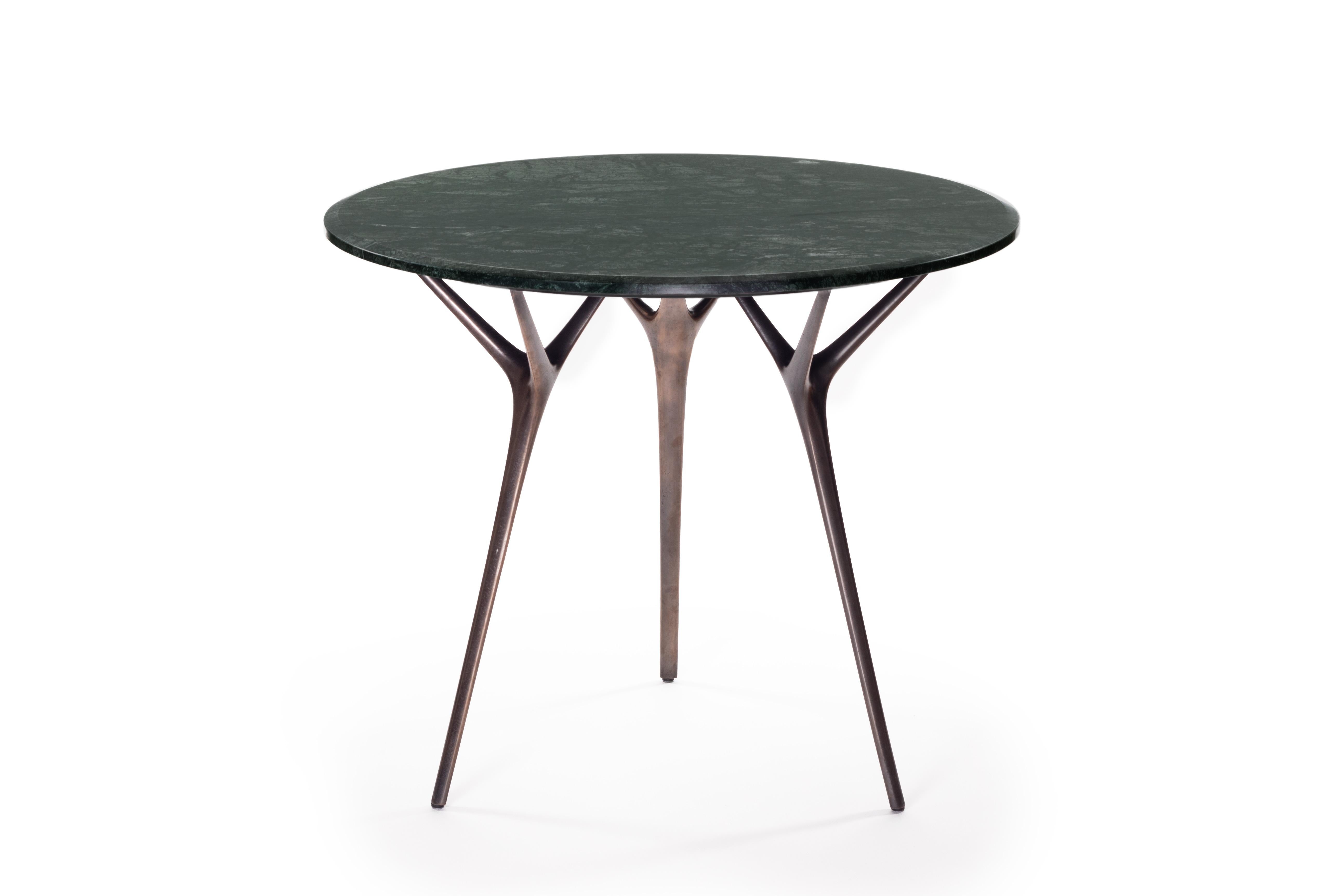 Contemporary Stellarnova Cafe Table, Cast Bronze Legs with Marble Top For Sale
