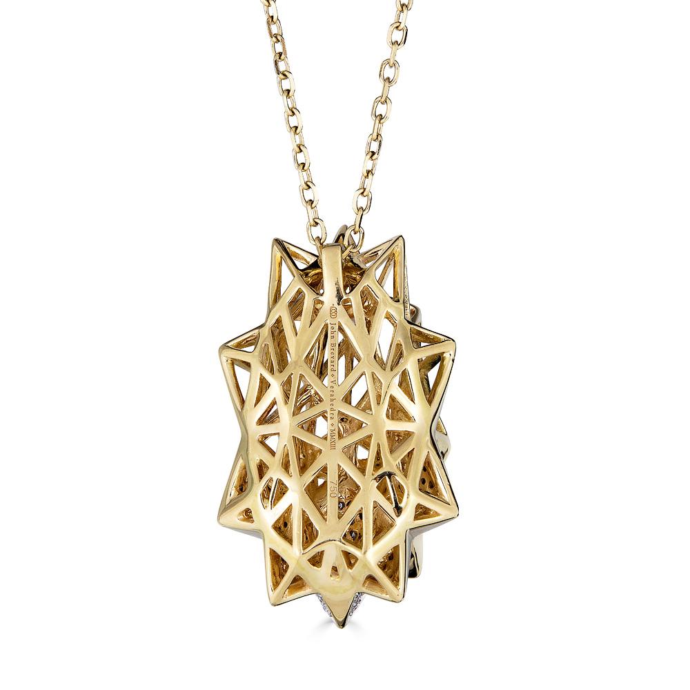 Stellated Diamond Gold Flatback Necklace For Sale 2