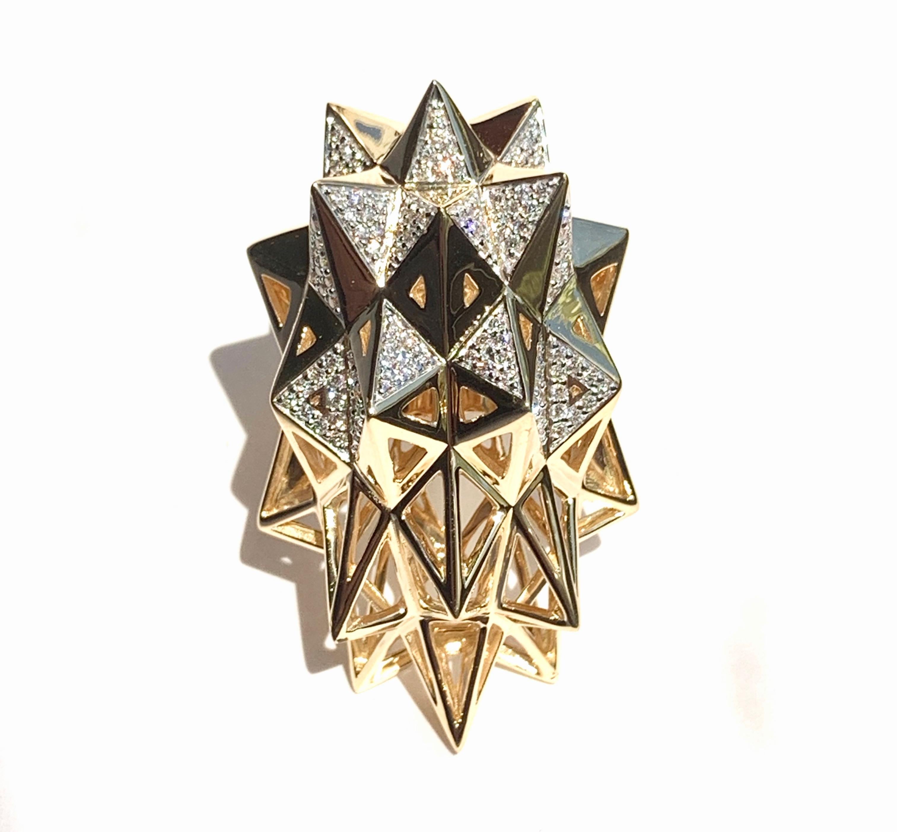 Stellated Star Diamond and 18K Gold Ring 1