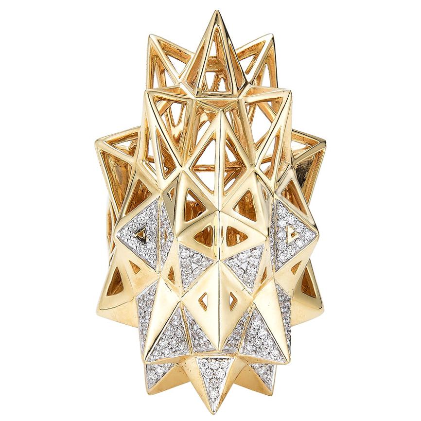 Stellated Star Diamond Gold Ring For Sale
