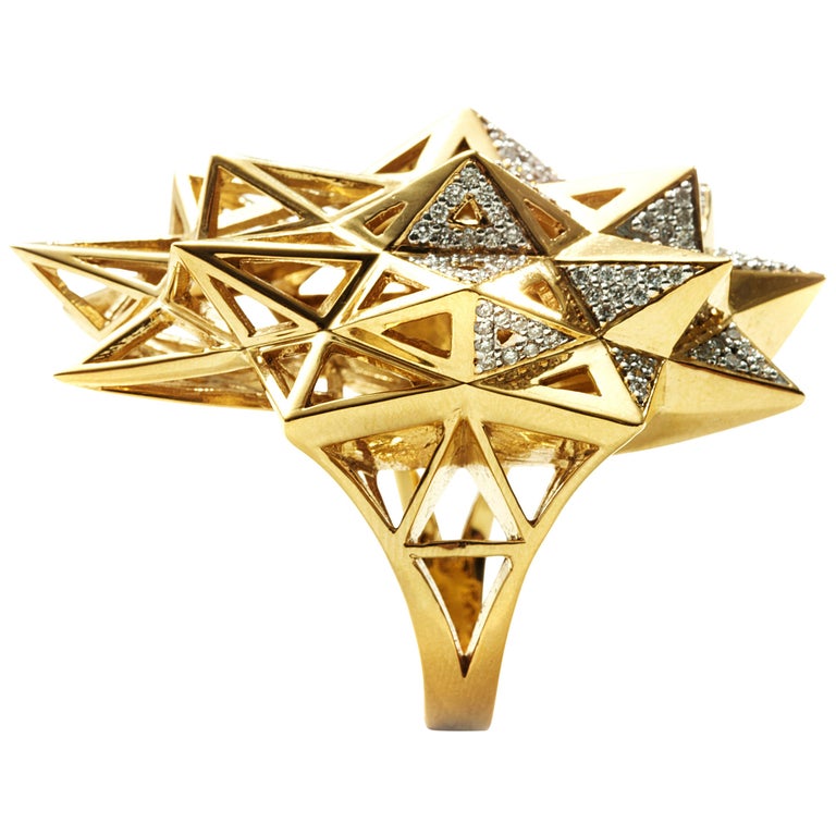 Stellated Star Diamond and 18K Gold Ring at 1stDibs