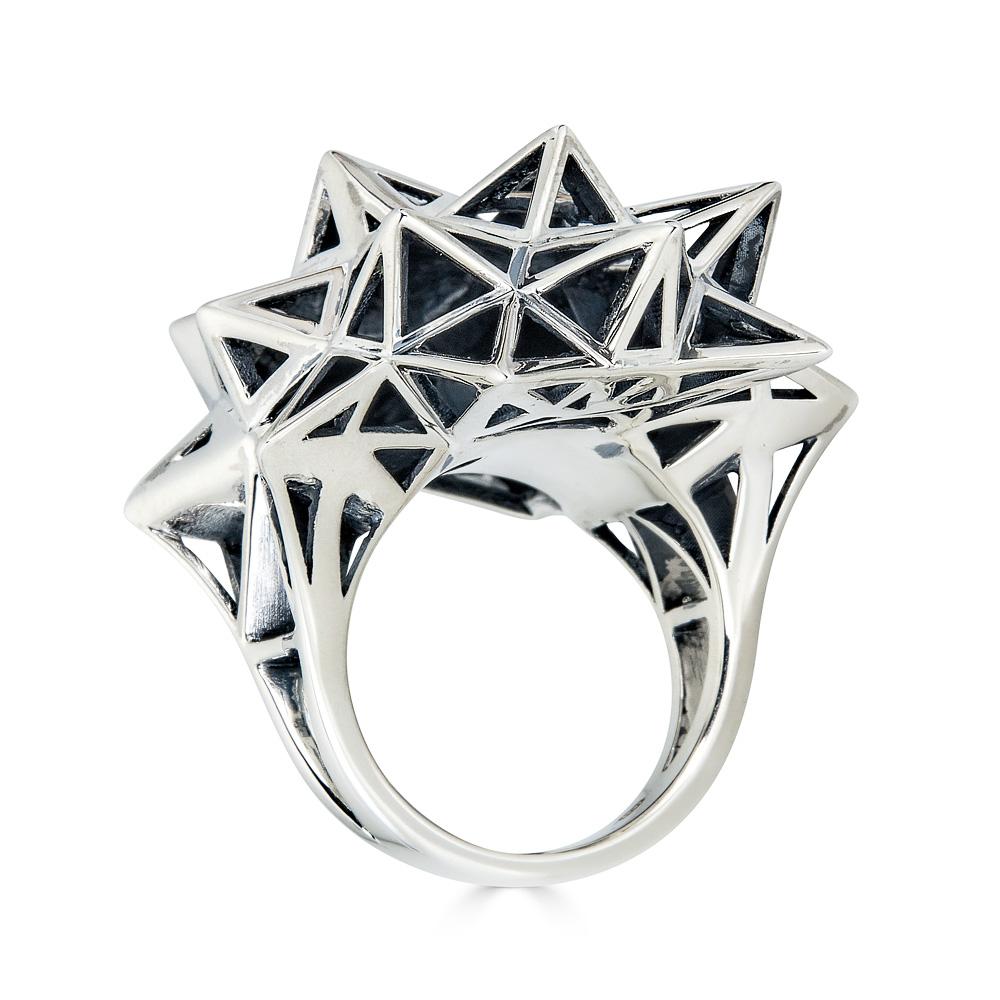 Sterling Silver Stellated Star Ring In New Condition In Coral Gables, FL