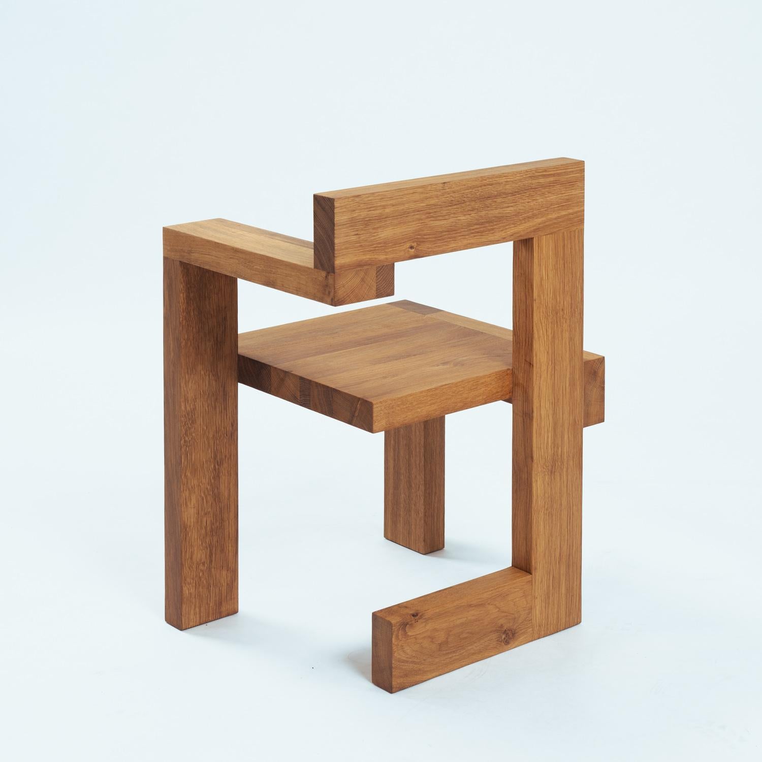 Steltman chair after Gerrit Rietveld in oak, left and right version, set of 2 2
