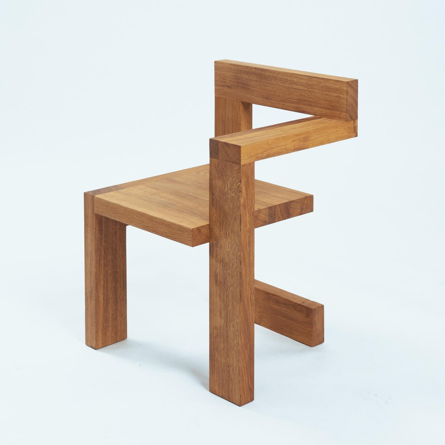 Steltman chair after Gerrit Rietveld in oak, left and right version, set of 2 3