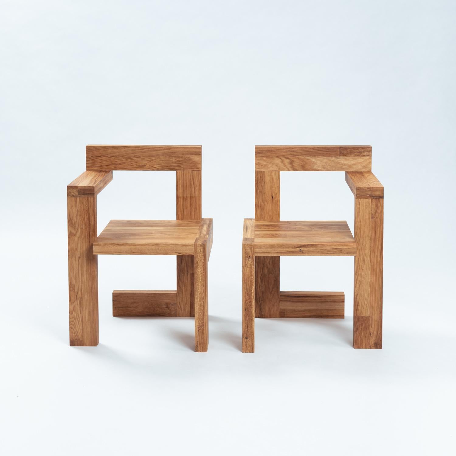The iconic “Steltman” chair by Gerrit Rietveld, commissioned in both a left and right arm version by sir Steltman, the jewellery-purveyor of the Dutch royal crown with his gallery in The Hague. 

This chair is often referred to as THE most