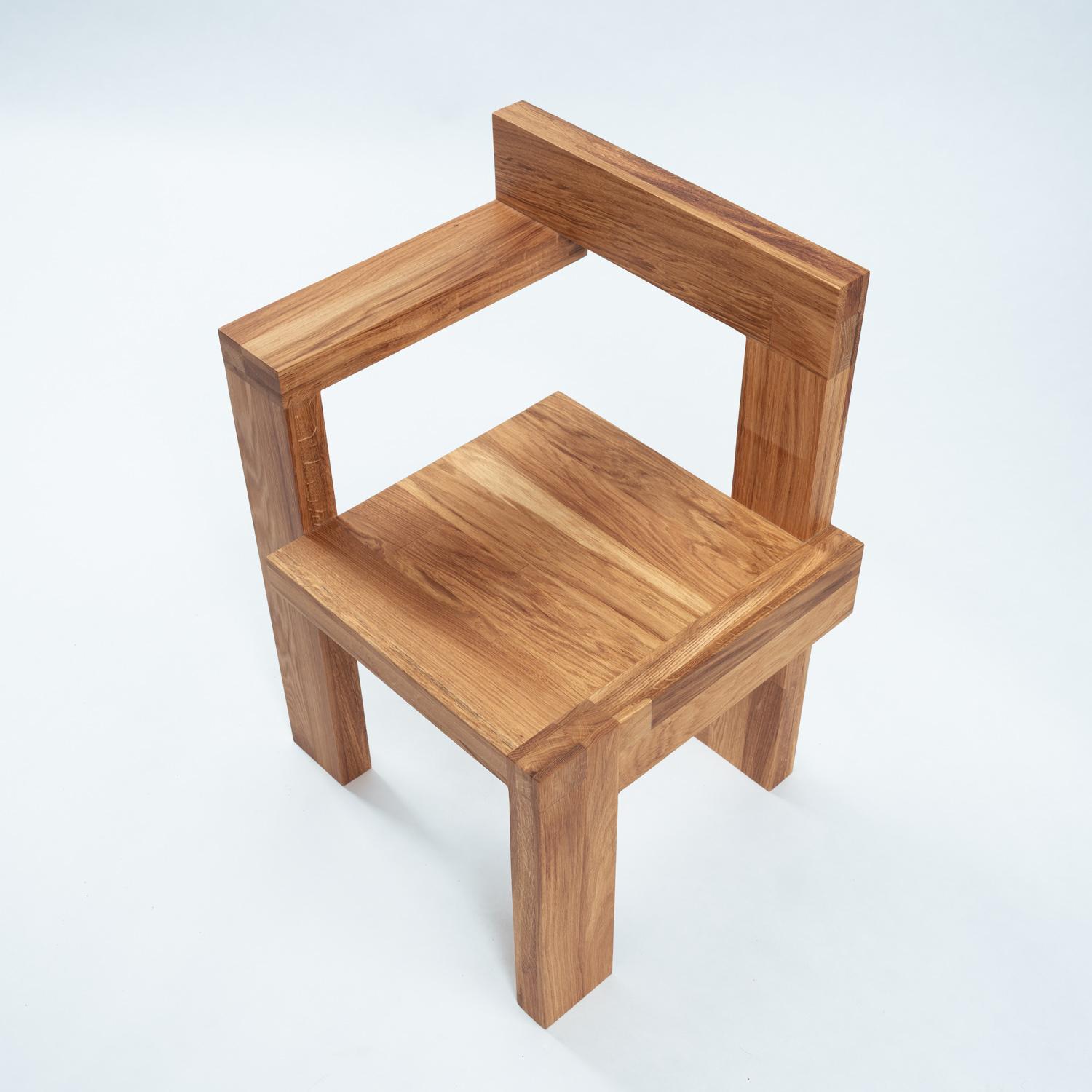 Steltman chair after Gerrit Rietveld in oak, left and right version, set of 2 12